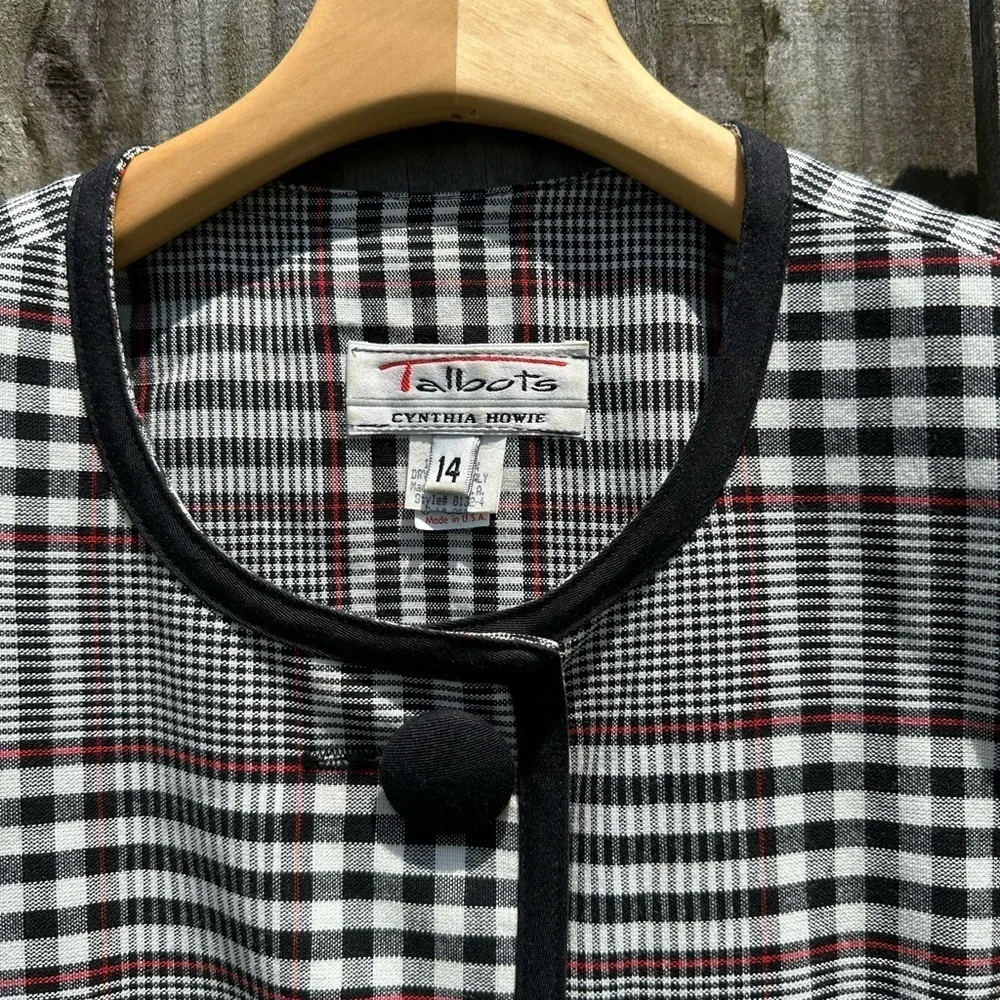 Vintage 90’s Talbot's Plaid Sheath Dress by Cynthia Howie Black🖤Red♥️White🤍